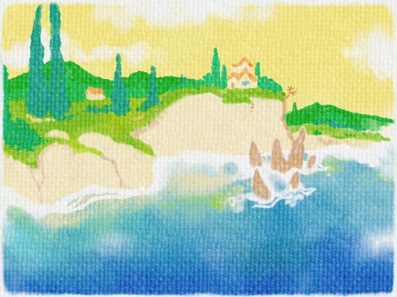 Boyoyoing cape, with a yellow sky