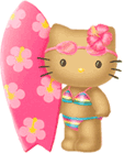 surfing hello kitty