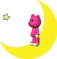 Momo postpet playing on the moon